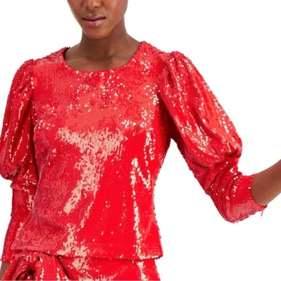 Sequin Macys Bell Sleeve Tops INC International Concepts Tops Inc